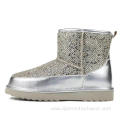 Rhinestone Sheepskin Boots Ankle Boots